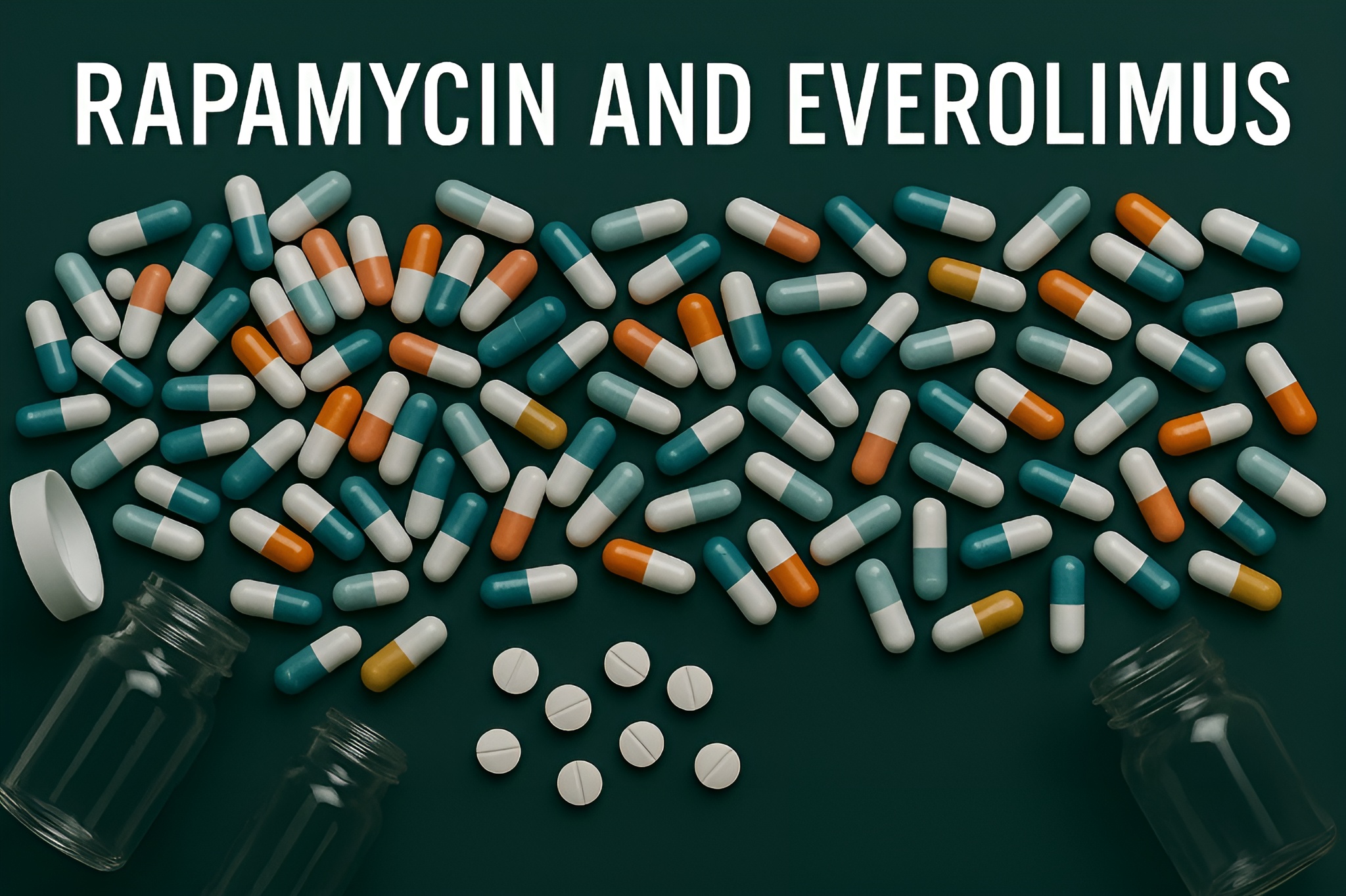 Rapamycin and Everolimus anti-aging drugs shown as powerful tools for extending human lifespan and target aging for longevity.